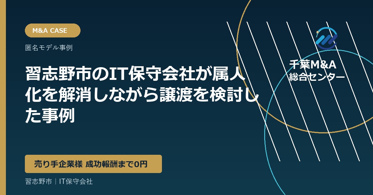習志野市のIT保守会社が属人化を解消しながら譲渡を検討した事例