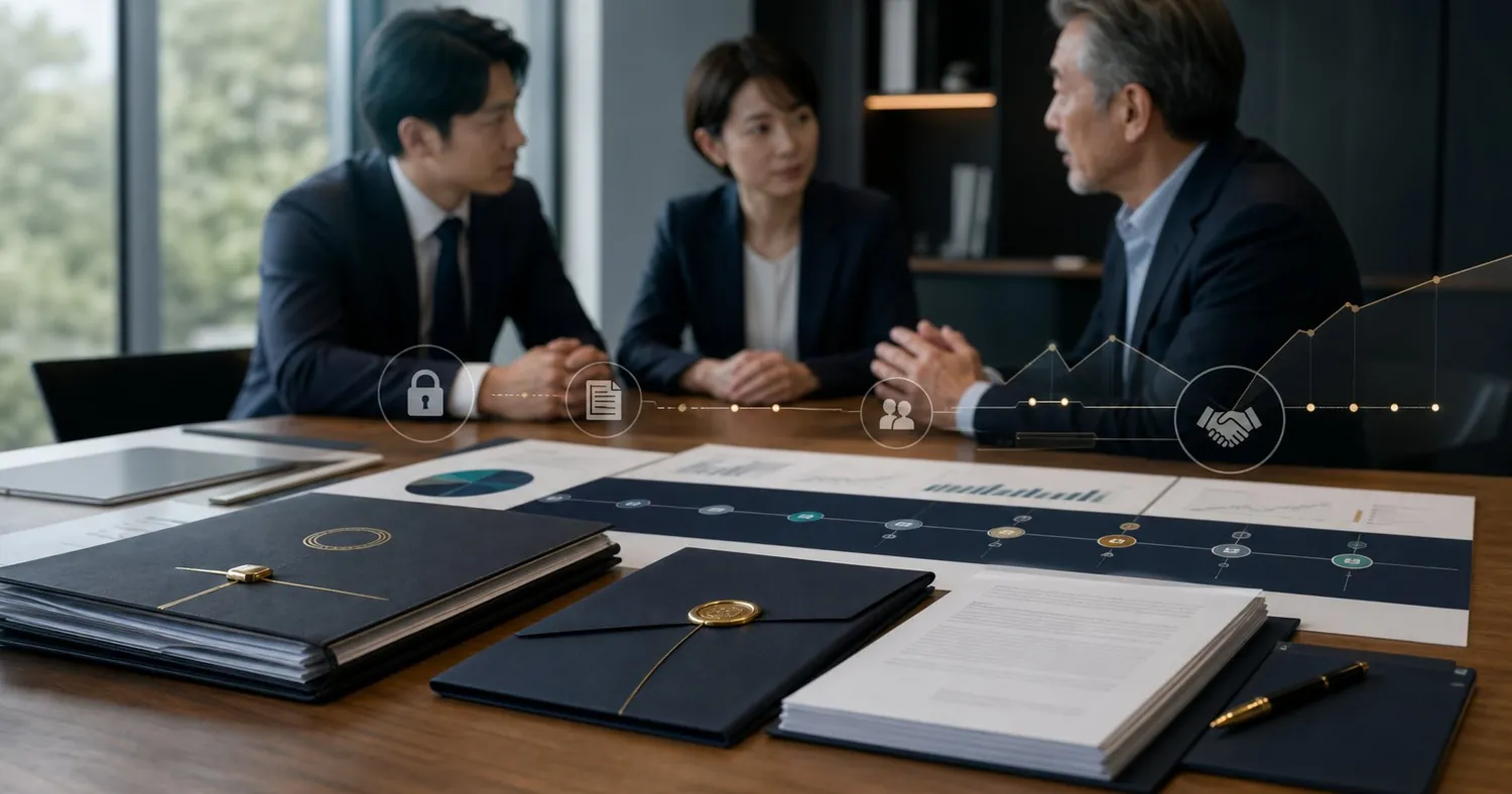 秘密保持と手続きの流れを確認するM&A相談イメージ
