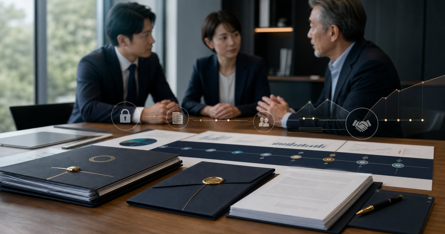秘密保持と手続きの流れを確認するM&A相談イメージ