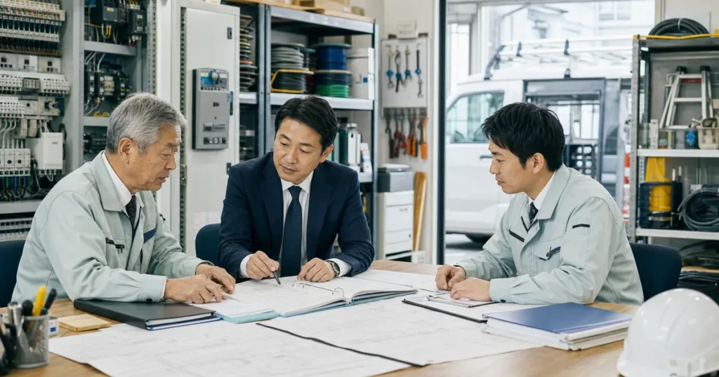 千葉 電気工事会社 M&Aの事業承継を相談する経営者とアドバイザー
