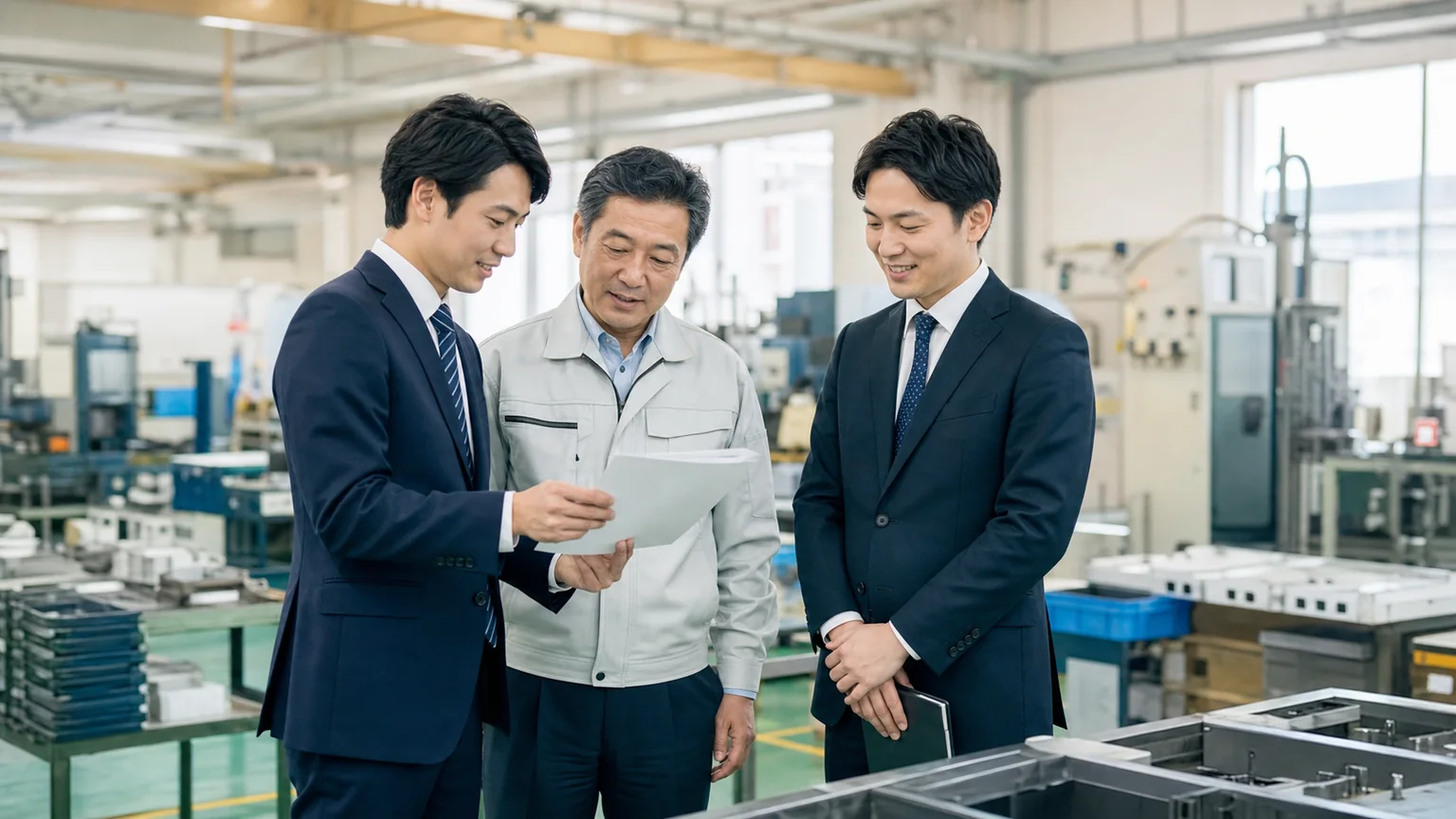 製造業の現場で資料を確認する様子