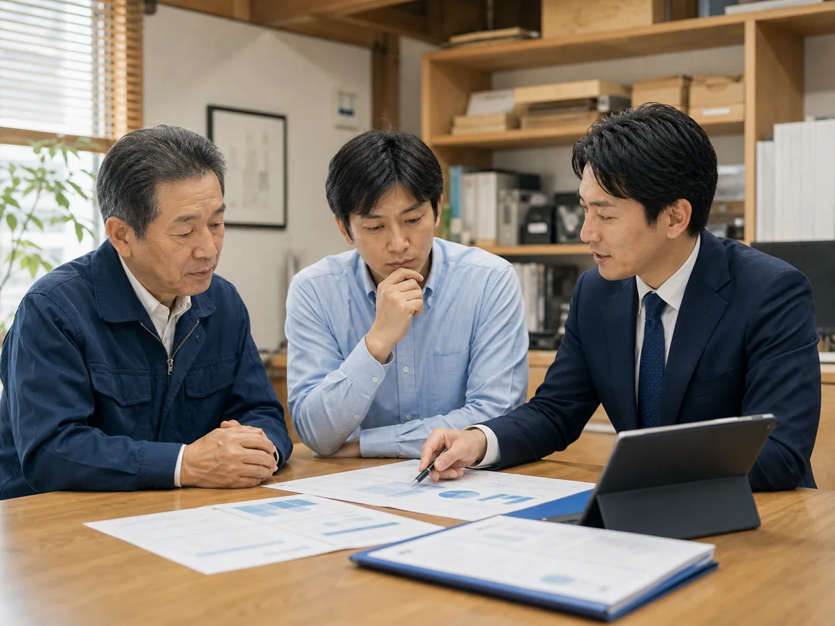 後継者不在について相談する経営者