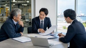 千葉 人材派遣 M&Aの事業承継相談を行う経営者とアドバイザー