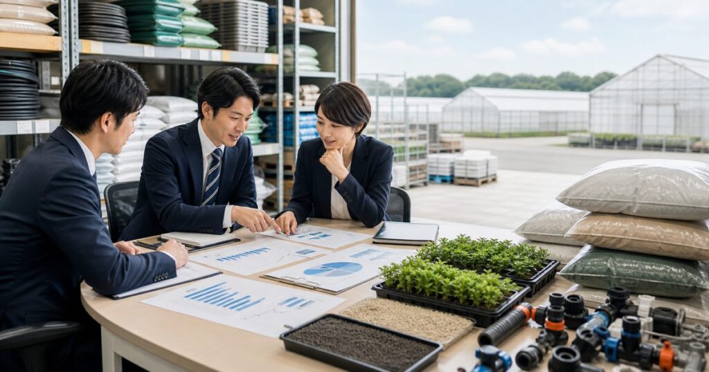 八街・富里の農業資材卸・園芸資材会社M&Aと事業承継を示すアイキャッチ画像