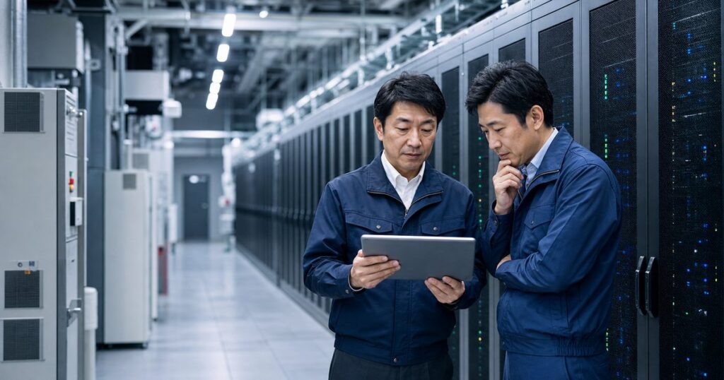 印西市のデータセンター設備保守会社M&Aで承継計画を確認する技術責任者