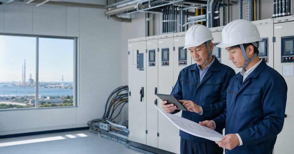 千葉県の太陽光発電設備O&M会社M&Aで設備と図面を確認する担当者