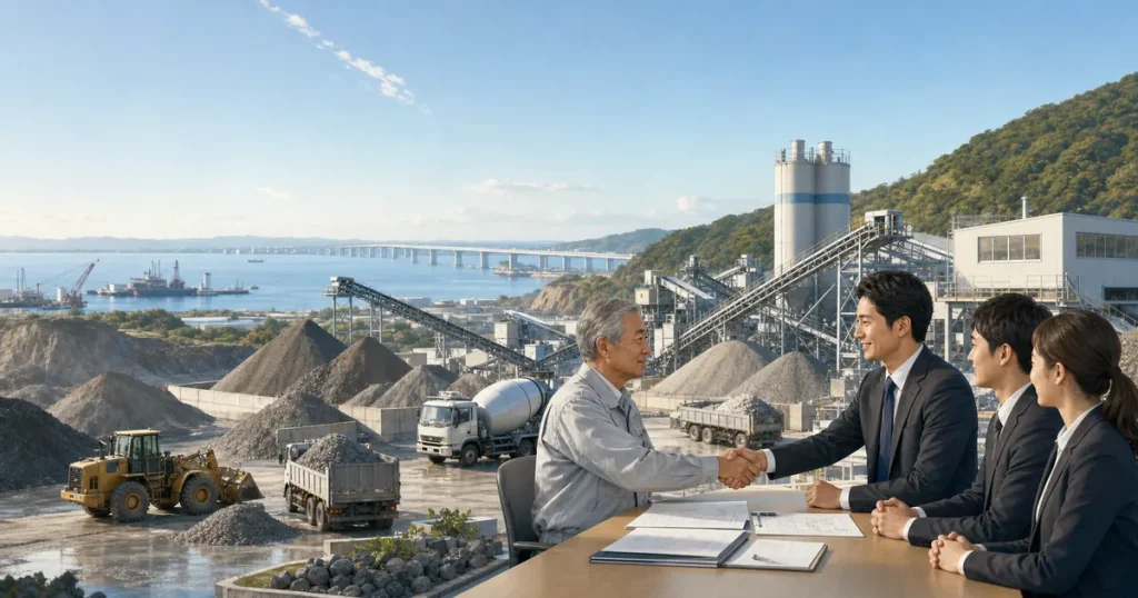 木更津・君津の骨材・採石・土木資材会社M&Aと会社売却・事業承継を表すアイキャッチ画像