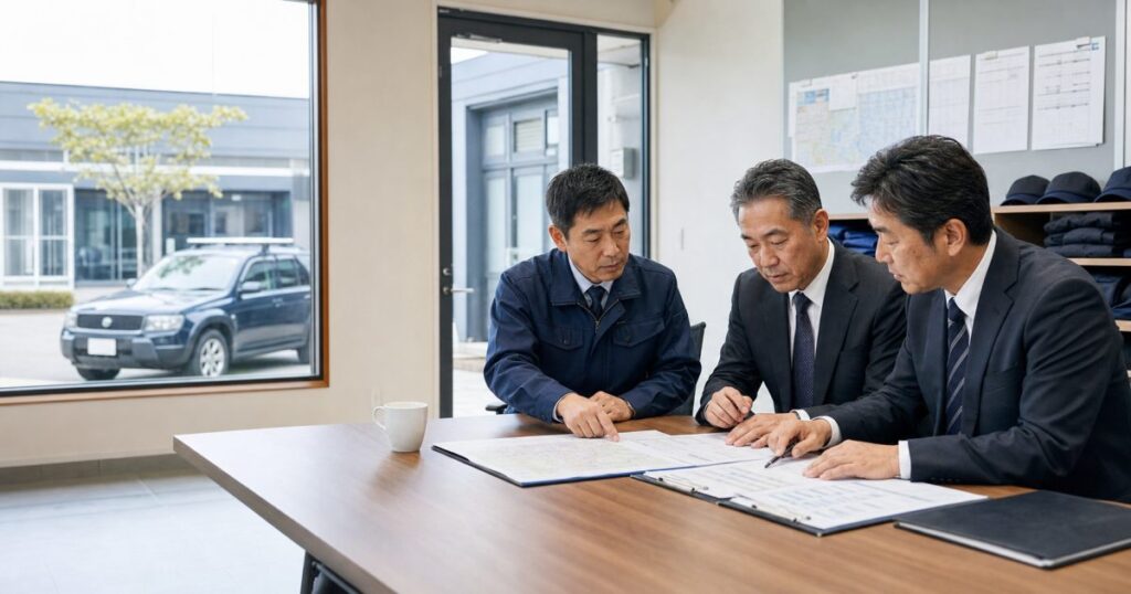 木更津市・君津市の警備会社M&Aを表す警備運営オフィスでの事業承継打ち合わせ